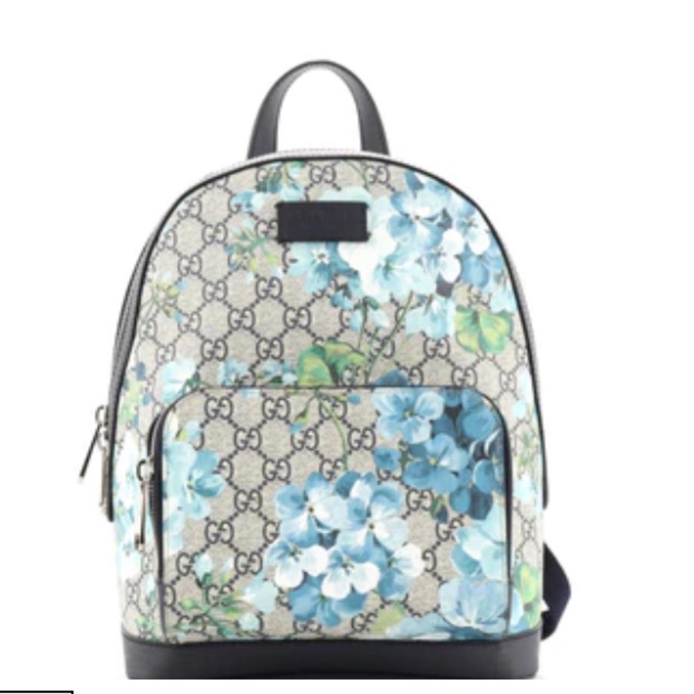 Small Gucci blooms, coated canvas backpack